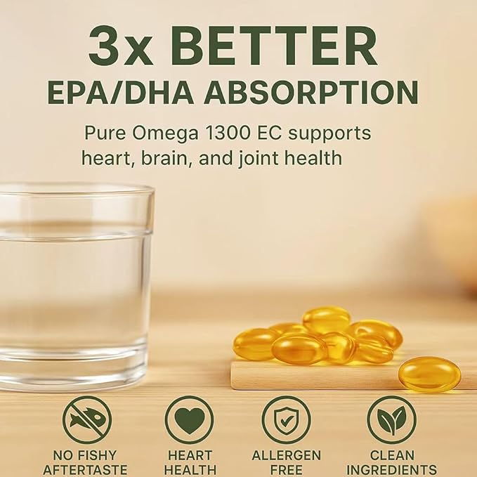 FFTSH Pure Quality – High Strength Omega 1300 Fish Oil 120 Softgel Capsules