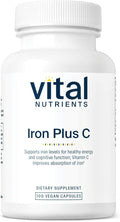 Vital Nutrients Iron Plus C - Vegan Iron Supplement - 20mg Fe with 200mg Vitamin C to Increase Fe and Energy Levels - Gluten Dairy Soy Free - Non-GMO - 100 Capsules
