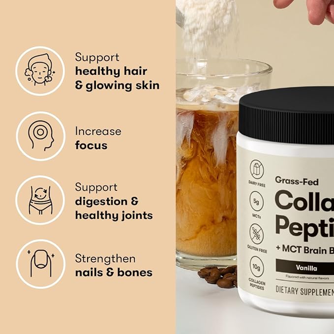Perfect Keto Collagen Peptides Protein Powder with MCT Oil Hydrolyzed Collagen Type I &amp III Supplement Gluten Free Grass Fed Low Carb Keto Coffee Creamer Collagen for Women &amp Men Unfla