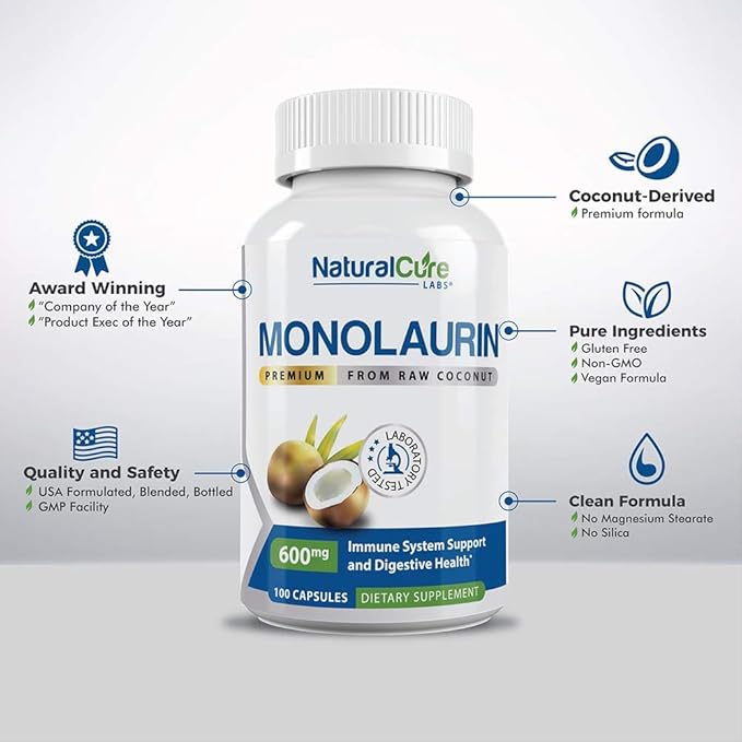 Natural Cure Labs Bundle: Premium Monolaurin 600mg + Clean L-Lysine 600mg