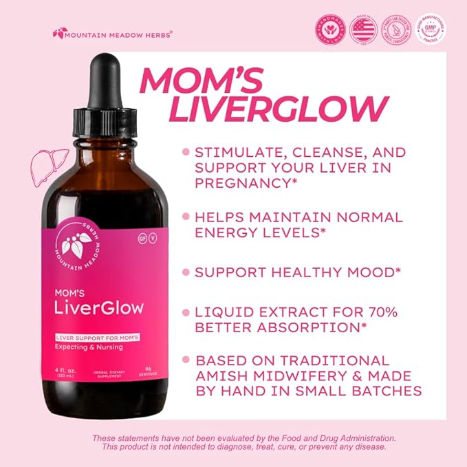 Mountain Meadow Herbs Mom's Liver Glow Advanced Detoxifier and Regenerator to Support Liver Health and Function - 4 oz - for a Happy Liver
