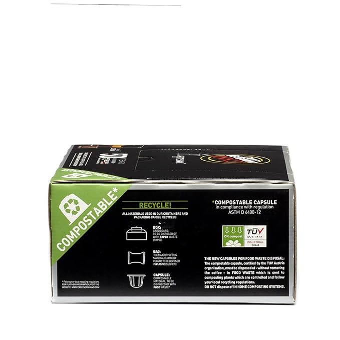 Caffe Vergnano Intenso Espresso Capsules | Compatible with Nespresso Original Line Machines | Compostable | Medium Roast | 50 Count (25oz) | Imported from Italy