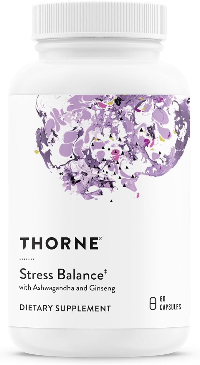 THORNE - Stress Balance - Adrenal Support Supplement with B Vitamins Vitamin C Ashwagandha Ginseng &amp Zinc* - Third-Party Certified - Gluten Dairy &amp Soy-Free - 60 Capsules