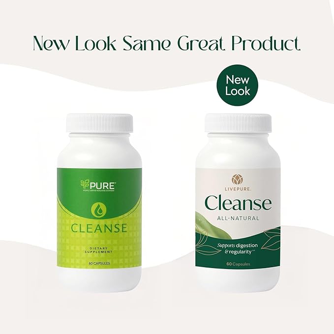 PURE Cleanse Capsules | Gentle Digestive Support for Women | Plant-Based Vegan &amp Non-GMO Formula | Supports Gut Health &amp Digestive Comfort | Clean Wellness Supplement | 60 Capsules (Pack of