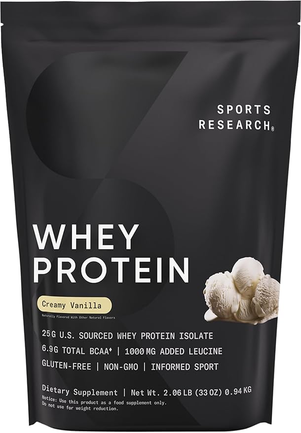 Sports Research Creatine Monohydrate (60 Servings) &amp Vanilla Whey Protein (26 Servings) The Dynamic Duo for Lean Muscle Building Improved Performance Strength &amp Workout Recovery - Sports Nu
