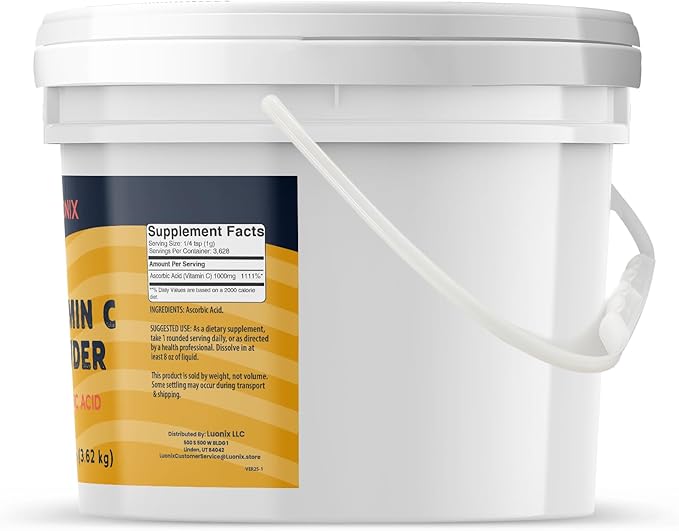 Luonix Vitamin C Powder 1 Gallon Bucket Ascorbic Acid Supplement (Pack of 2)
