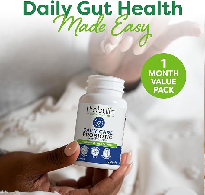Probulin Daily Care Probiotic Supplement Digestive Gut and Immune Health Support Capsules for Men and Women 10 Billion CFU Vegan 30 Count Bottle