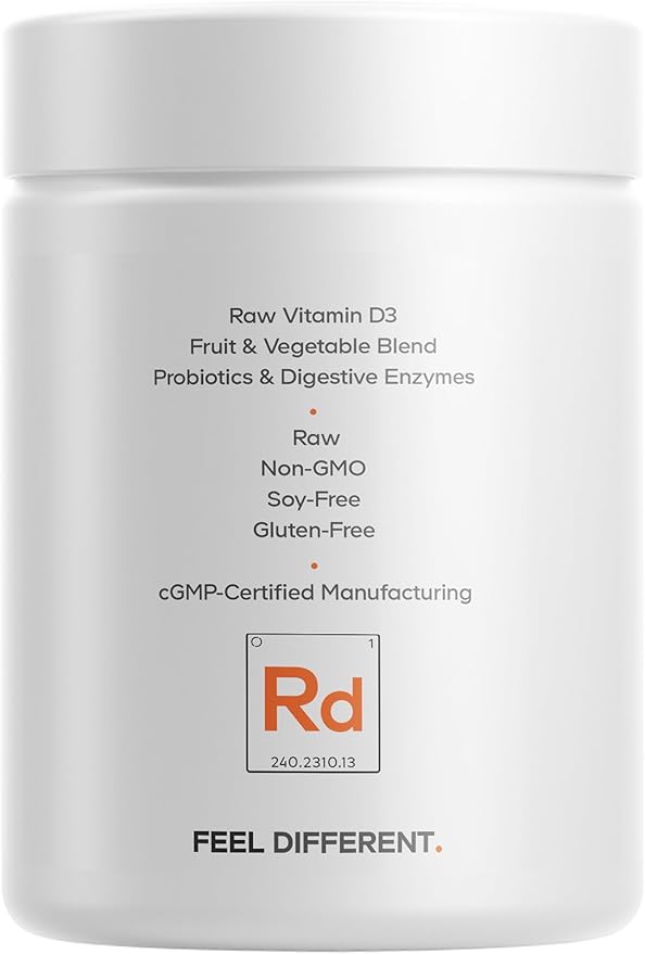 Codeage Raw Vitamin D3+ High Potency 5000 IU Supplement from Saccharomyces Cerevisiae - Raw Vitamin Probiotics Digestive Enzymes Fruits &amp Greens - 2-Month Supply - 60 Capsules