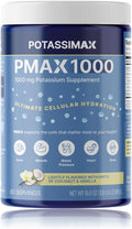 PMAX1000 High Dose Pure Potassium Electrolyte Supplement Powder 1000mg 4-Type Potassium Blend-Citrate Gluconate BicarbonateChloride. Supports Healthy Blood Pressure Heart Kidneys Bones Muscles