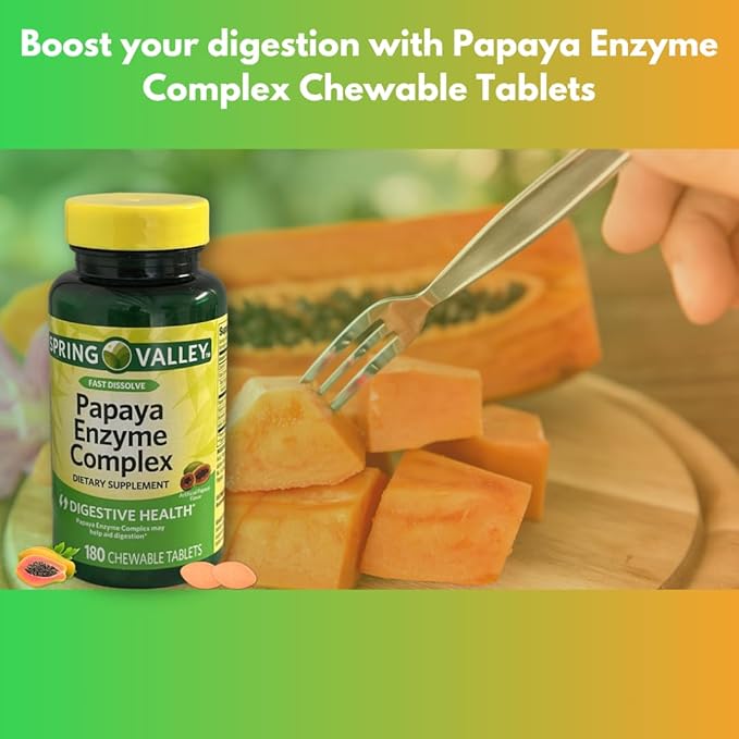 Papaya Enzyme Chewable- Tablets Complex 180 Count (Pack of 2)