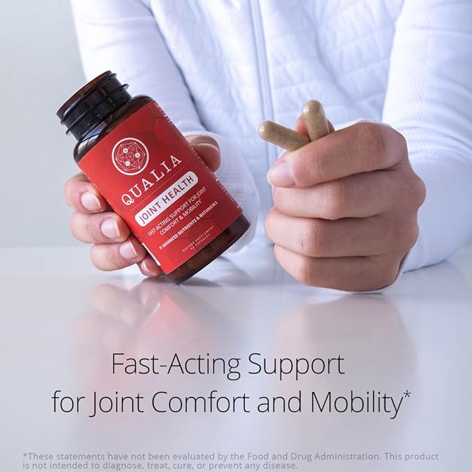 Qualia Joint Health 9 Advanced Joint Health nutrients: denatured Collagen boswellia tumeric Boron Ginger L-carnitine. Cartilage Health Tendon Strength Healthy Joint Aging (1 Month Supply)