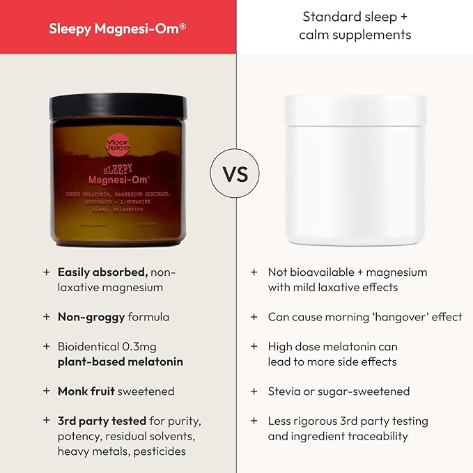 Moon Juice Sleepy Magnesi-Om - Sleep Supplement Powder with Magnesium Glycinate L-Theanine &amp Plant-Based Melatonin Sugar-Free Bedtime Drink Mix for Deep Sleep w/o Grogginess Cherry 35 Servings