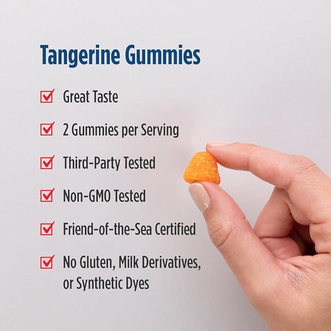 Nordic Naturals Nordic Omega-3 Gummies Tangerine - 120 Gummies - 82 mg Total Omega-3s with EPA &amp DHA - Non-GMO - 60 Servings