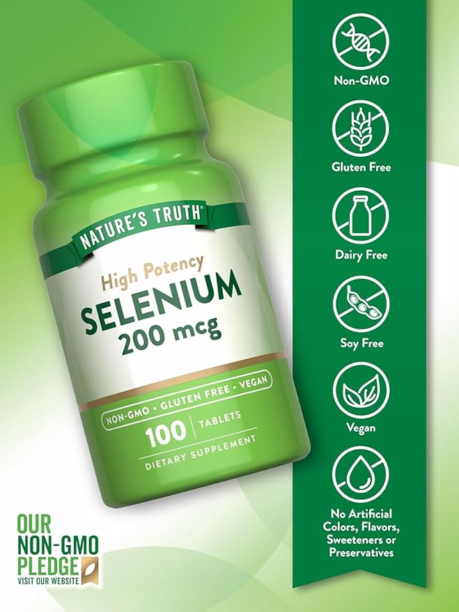 Nature's Truth High Potency Selenium 200 mcg Tablets - 100 ct Pack of 3