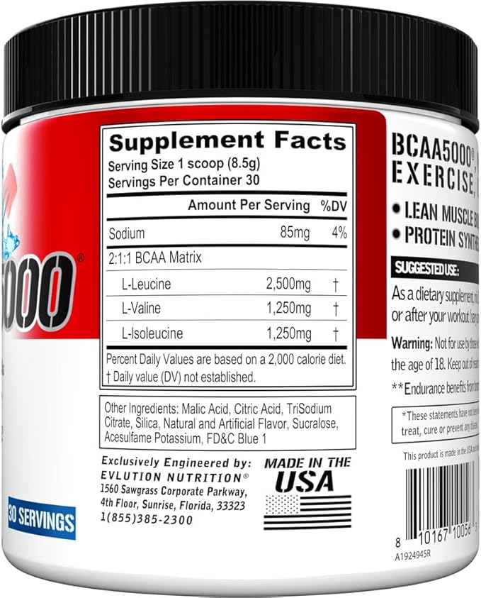 Evlution BCAAs Amino Acids Powder - BCAA Powder Supplement Post Workout Recovery Drink and Stim Free Pre Workout Energy - Branched Chain Amino Acids Supplement for Men &amp Women