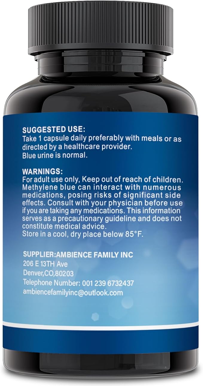 Methylene Blue Capsules — Premium Quality Methylene Blue with Vitamin C Ester Dietary Supplement 60 Easy‑to‑Swallow Capsules