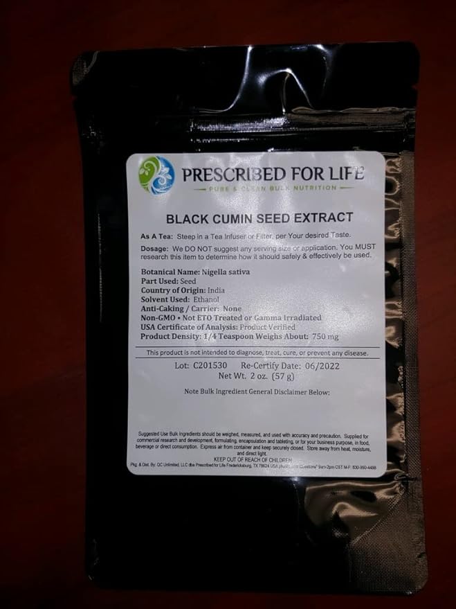 Prescribed For Life Black Cumin Seed 2:1 De-Oiled Extract Powder Rich in Antioxidants (113g)