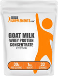 BulkSupplements.com Goat Milk Whey Protein Concentrate Powder - Goat Whey Protein Powder Unflavored &amp Gluten Free 30g per Serving 1kg (2.2 lbs) (Pack of 1)