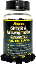 Shilajit Ashwagandha Gummies - Immune Support Supplement with Pure Shilajit Resin - Organic Ashwagandha Gummy for Stress Energy &amp Wellness 60 Natural Star-Shaped Gummies