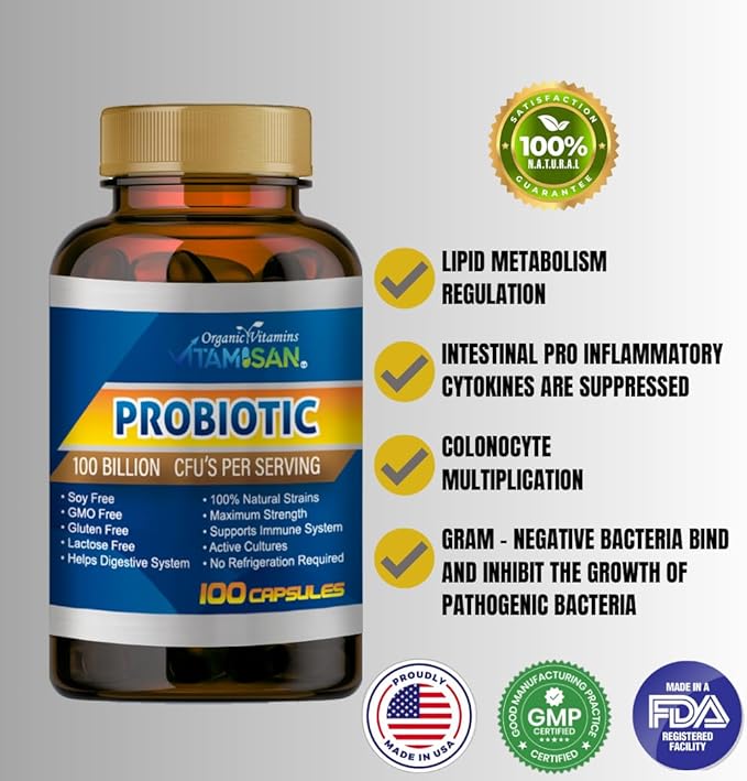 Probiotic Supplement 3 Pack100 Billion CFUs 300 Capsules Soy Free GMO Free Gluten Free Lactose Free