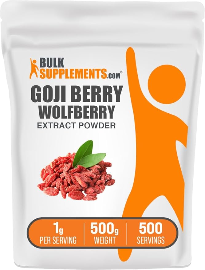 BulkSupplements.com Wolfberry Extract Powder -Goji Berries Supplement Fruit Powder - Vegan &amp Gluten Free 1g per Serving 500g (1.1 lbs) (Pack of 1)