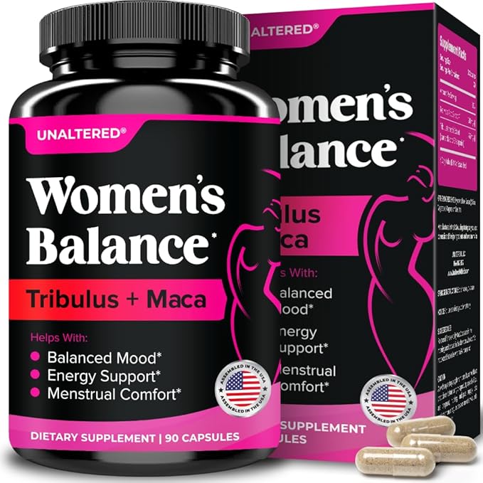 UNALTERED Hormone Balance &amp Mood Support for Women - Naturally Supports Hormonal Balance &amp Energy with Tribulus Terrestris &amp Red Maca Root Extract - Dietary Supplement - 90 Vegan Capsules