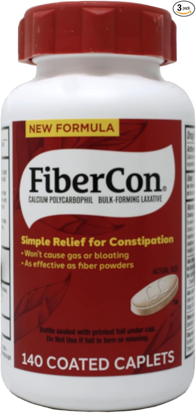 FiberCon Fiber Therapy for Regularity 140 Caplets Pack of 3