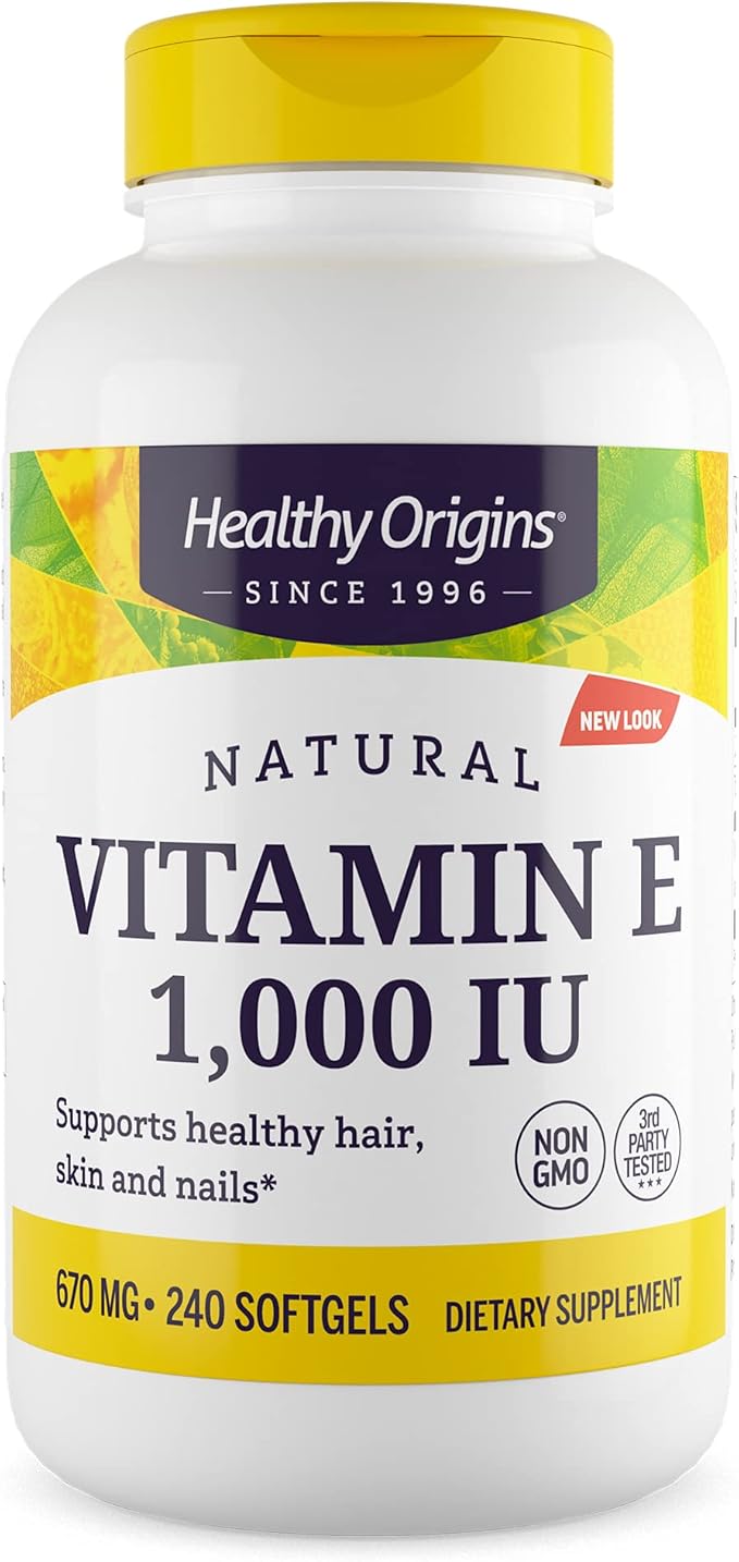 Healthy Origins Vitamin E 1000 IU (670 mg) 240 Liquid Softgels - Natural Mixed Tocopherols (d-Alpha d-Beta d-Gamma d-Delta)