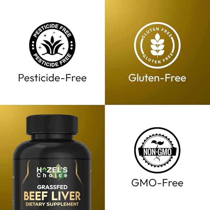 HAZEL'S Choice Grassfed Beef Liver Supplement 4500mg 180 Capsules Unflavored Organ Support Supplement &amp Nutrient-Rich 30 Servings