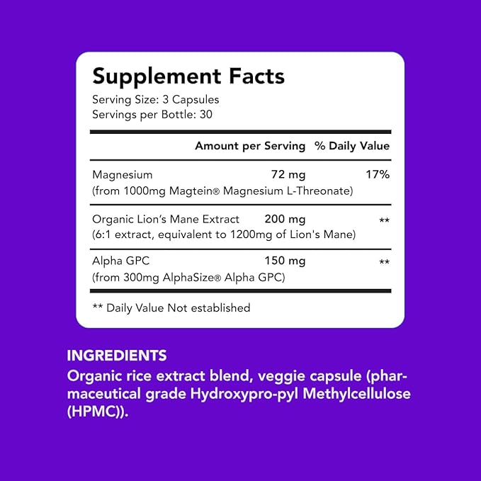 AMANDEAN Premium Brain Health Supplement &amp Liposomal Glutathione Bundle. Triple Formula with Magnesium L-Threonate USA-Grown Organic Lion’s Mane 6:1 Extract and Alpha-GPC. Support Cognition Foc