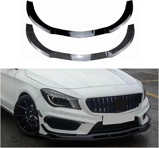 DYXN Front Bumper Lip Splitter Trim Under Chin Spoiler Compatible for Benz CLA Class C117 CLA200 260 CLA45 AMG 2013-2015(Carbon Look)