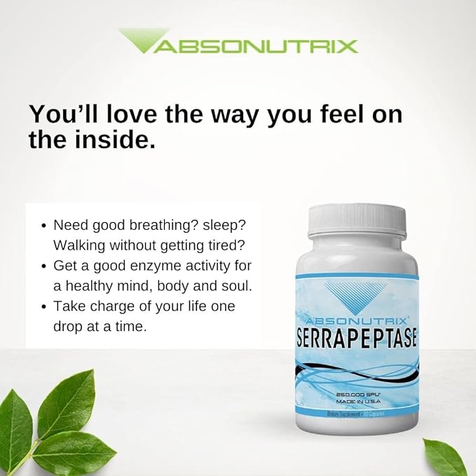 Absonutrix Serrapeptase 250000 Units serratiopeptidase antioxidant 60 Vegetable Capsules Made in USA