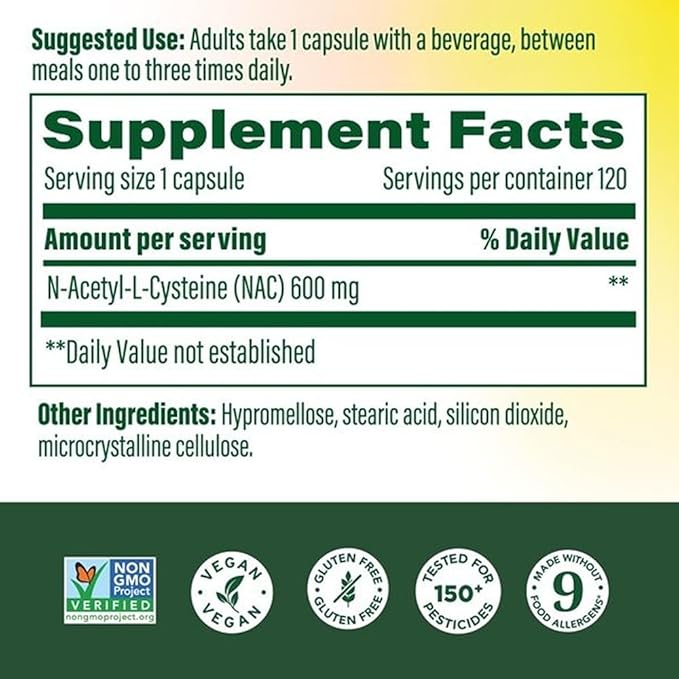 MegaFood NAC Supplement N-Acetyl Cysteine 600mg Per Serving - Promotes Production of Glutathione - Liver Support &amp Immune Support Supplement - Vegan Non GMO - 120 Capsules 120 Servings