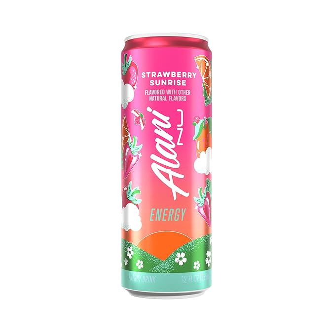 Alani Cherry Bomb Strawberry Sunrise Cotton Candy Energy Drink Sugar Free Low Calorie Energy Drinks - 12 fl oz Can 6 Pack