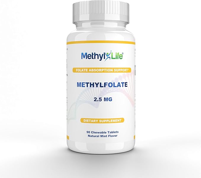 Methyl-Life® L-Methylfolate 2.5 mg – Chewable Active Folate Tablets with ultrapure Methylfolate (L-5-MTHF Calcium) – Gentle Daily B9 Support – Vegan Non-GMO Gluten-Free – 90 Tasty Chewables