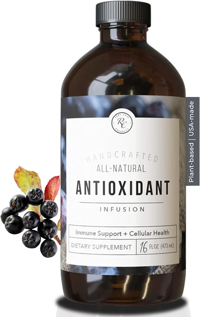 Rowe Casa Organics Antioxidant Infusion with Aronia Blueberries &amp Cranberries – Handcrafted Liquid Vitamin C Syrup for Daily Wellness &amp Overall Vitality – 16 Fl Oz
