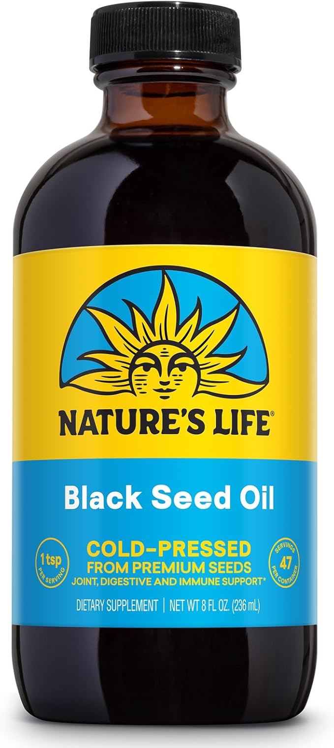Nature’s Life Black Seed Oil Cold-Pressed Black Cumin Seed Oil - Joint Digestive Health and Immune Support - Lab Verified 60-Day Money-Back Guarantee - 47 Servings 8 Fl. Oz.