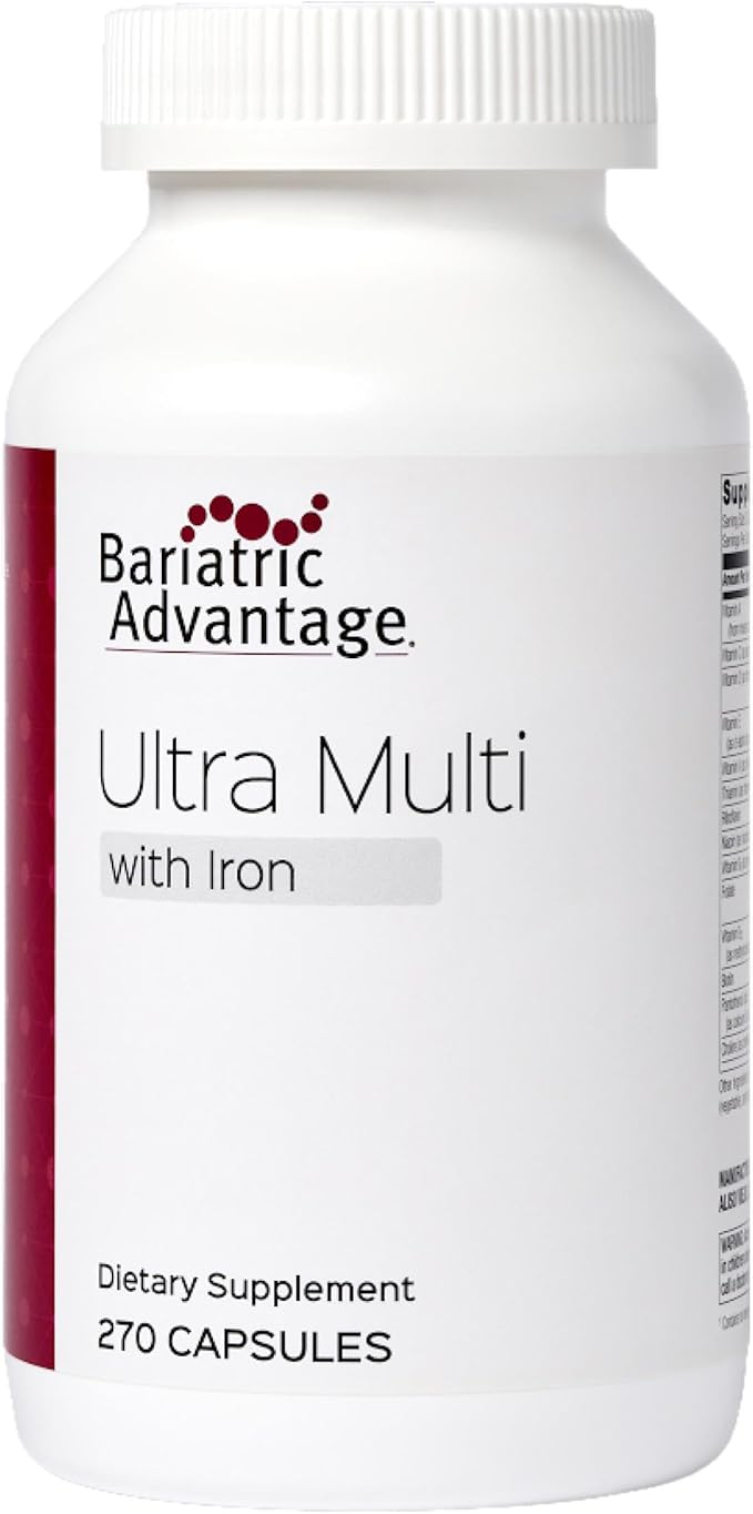 Bariatric Advantage Ultra Multivitamin with Iron - Ultra Multi with Iron - Capsule Format Multivitamin - Provides Full Complex of B Vitamins - with Vitamin C Chromium &amp More - 270 Capsules