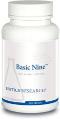 Biotics Research Basic Nine Whole Food Sourced Rare Trace Minerals Phytochemically Bound Includes Antioxidants SOD and Catalase 100 Tablets