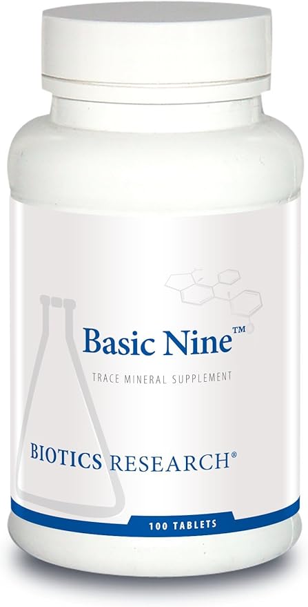 Biotics Research Basic Nine Whole Food Sourced Rare Trace Minerals Phytochemically Bound Includes Antioxidants SOD and Catalase 100 Tablets