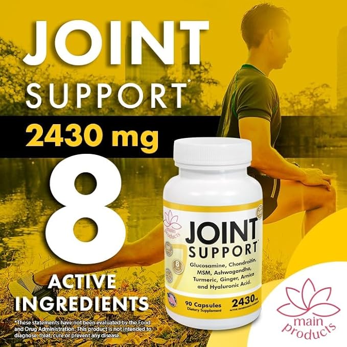 Glucosamine Chondroitin MSM Hyaluronic Acid Ashwagandha Turmeric Ginger Arnica - Joint Support Supplement Micronized 2430mg 2 Pack
