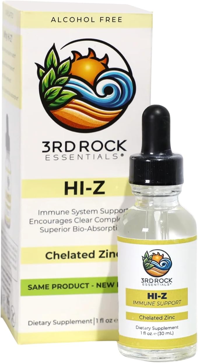 3rd Rock Essentials HI-Z Liquid Zinc Drops – Chelated Zinc Citrate Supplement Immune Support 120 Servings Easy Absorption Vegan Unflavored Mineral Drops 1 Fl Oz