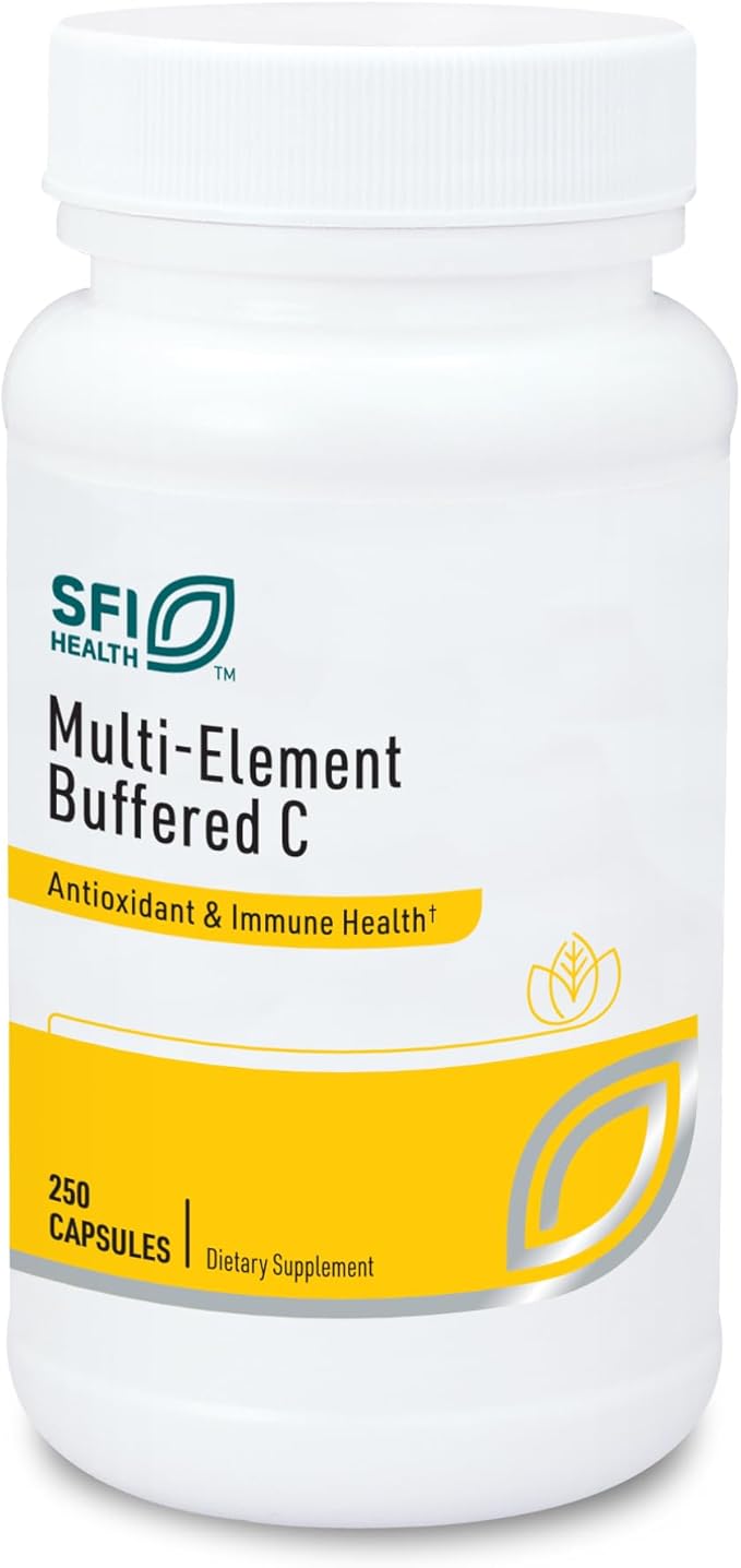 SFI Health Klaire Labs Buffered Vitamin C Capsules with Quercetin Bioflavonoids &amp L-Glutathione to Support Immune Function &amp Antioxidant Protection - Hypoallergenic &amp Gentle on Stomach (25