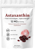 Astaxanthin 12mg Premium Astaxanthin Antioxidant Supplements Supports Eye Skin Immune Joint Internal Circulation Non-GMO Verified &amp Gluten Free - 200 Softgels