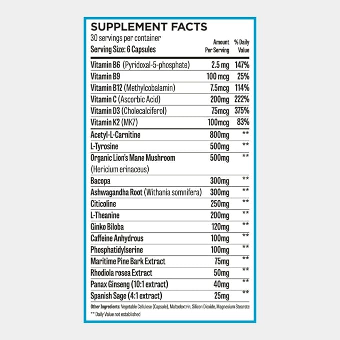 Genuine Hunter Focus Premium Nootropic Brain Supplement for Memory and Focus - US Made with All Natural Ingredients Incl L-Theanine Bacopa Monnieri &amp Lion's Mane
