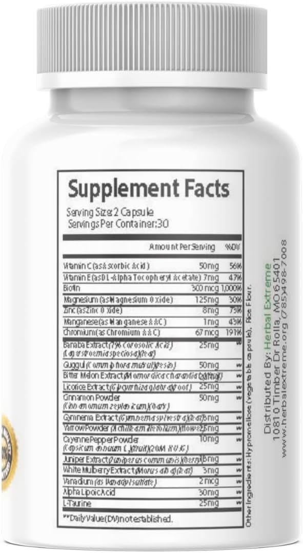 Glycifen 60 Capsules 470mg Magnesium Zinc Chromium Manganese Banaba Leaf Extract Guggul Resin Licorice Root Extract Cinnamon Powder Gymnema Sylvestre Extract and More
