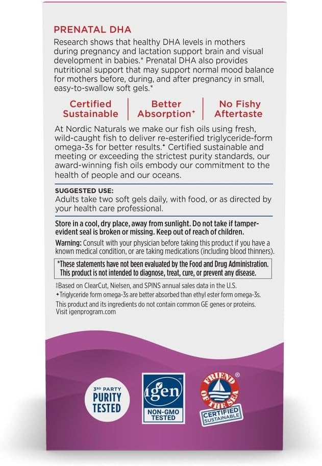 Nordic Naturals Prenatal DHA Strawberry - 90 Soft Gels - 830 mg Omega-3 + 400 IU Vitamin D3 - Non-GMO - 45 Servings