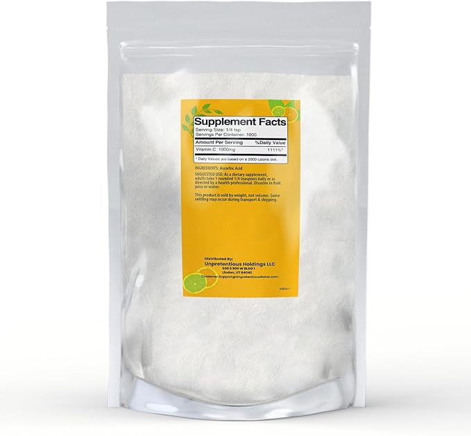 Pure Unpretentious Vitamin C Powder (1 kg) Ascorbic Acid Resealable Bag