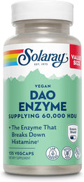 SOLARAY DAO Enzyme - Digestive Enzyme That Breaks Down Histamine - 60000 HDU - Digestive Enzymes - Vegan Gluten Free Lab Verified - 135 Servings 135 VegCaps
