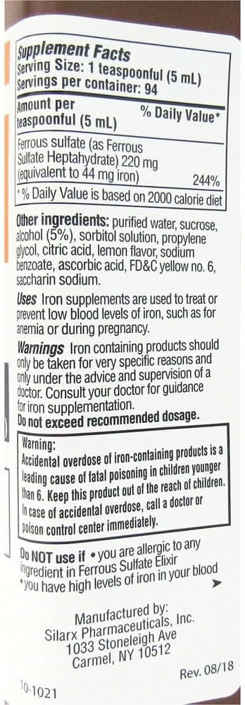 Sulfate Elixir 220mg/5mL 16oz Bottle - 4 Pack